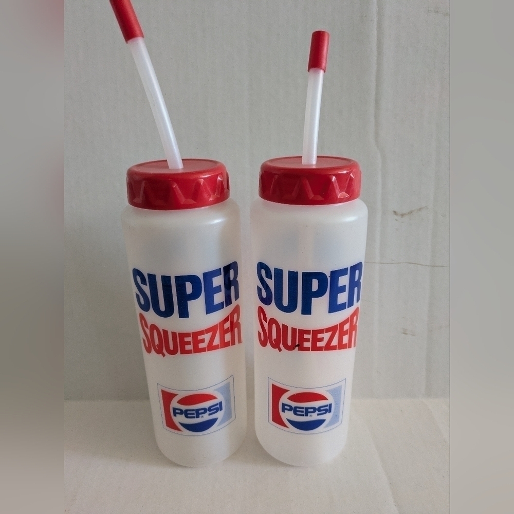 Vintage Pepsi Cola Squeeze Bottles. Set of 2 super squeezer bottles.